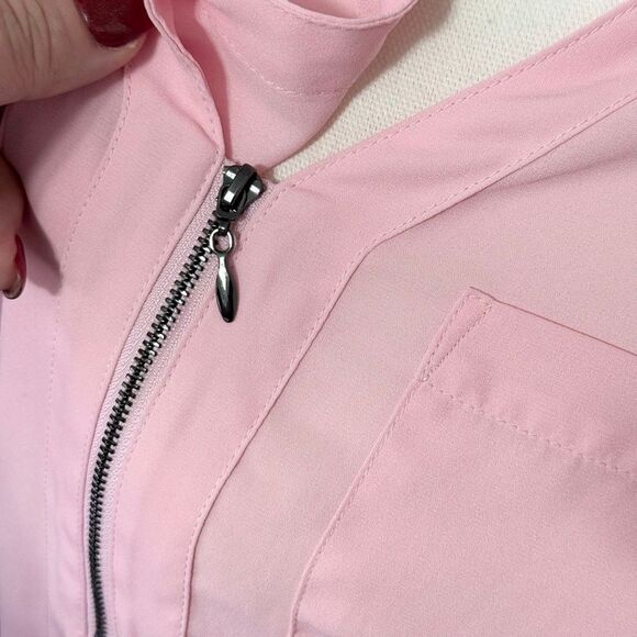 Torrid Pink Dolman Sleeve 1/4 Zip Georgette Blouse Sz 1X - Picture 8 of 14